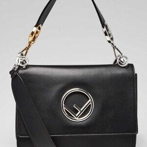 Fendi Black Smooth Calfskin Leather Kan I Logo Shoulder Bag 8BT284